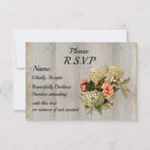 Rustic Country Chic, Old Wood and Flowers RSVP