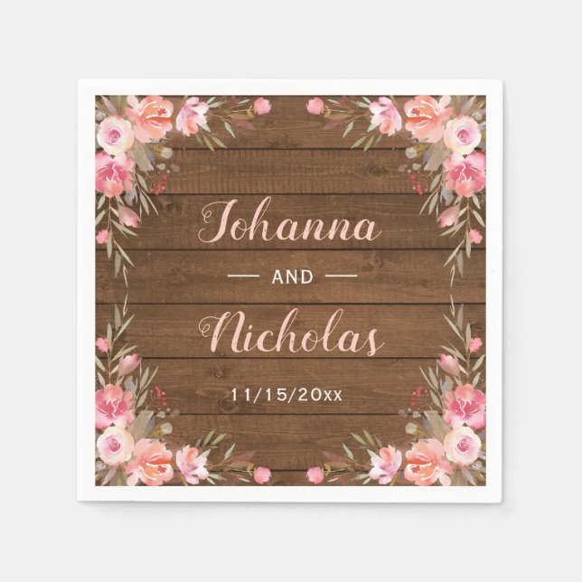 Rustic Country Chic Wedding Engagement Party Paper Napkin (Front)