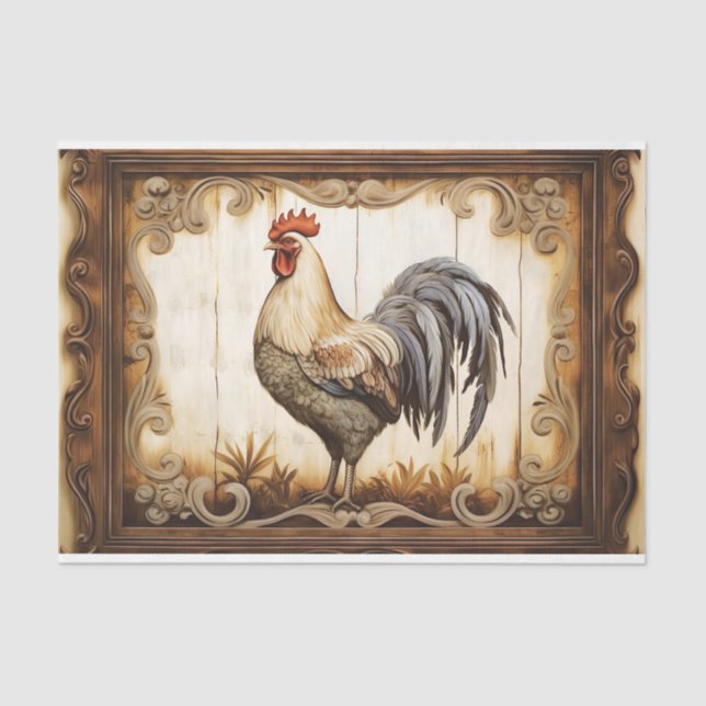 Rustic Country Chickens Decoupage Tissue Paper (Front)