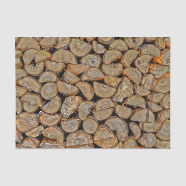 Rustic Country Chopped Firewood Tissue Paper (Front)