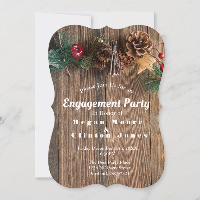 Rustic Country Christmas Engagement Party Invitation (Front)