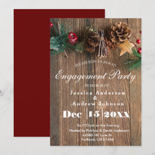Rustic Country Christmas Engagement Party Invitation