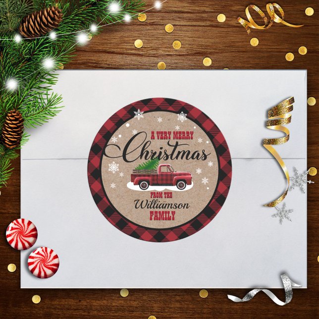 Rustic Country Christmas Gift Tag Sticker (Creator Uploaded)