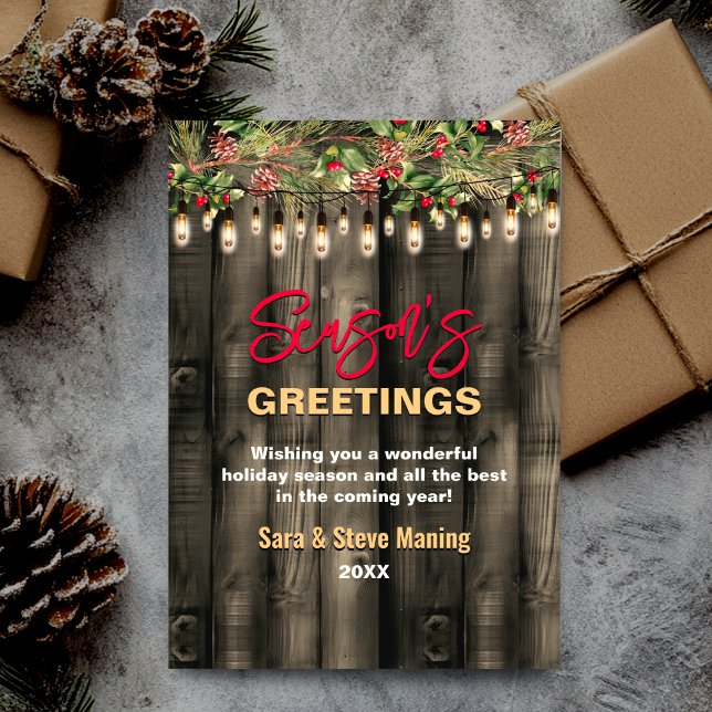 Rustic Country Christmas greenery Holiday greeting Card (Creator Uploaded)