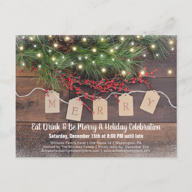 Rustic Country Christmas Holiday Party Invitation (Front)