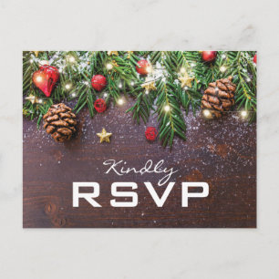 Rustic Country Christmas Holiday Winter RSVP Invitation Postcard