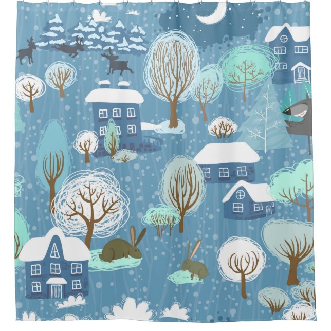 Rustic Country Christmas Light Blue & White (Front)