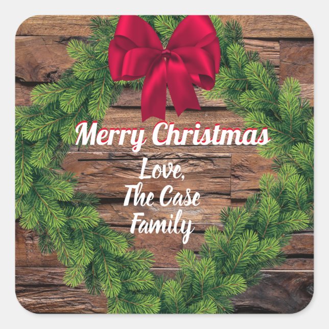 Rustic Country Christmas Sticker Envelope Seal (Front)