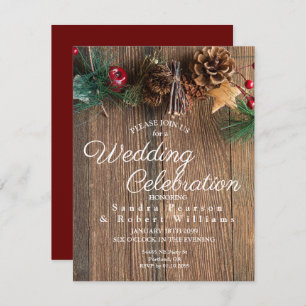 Rustic Country Christmas Winter Wedding Invitation