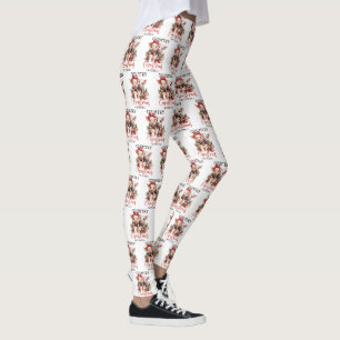 Rustic Country Christmas Wishes Cute Pig Leggings