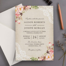 Rustic Country Classy Floral Lace Burlap Wedding