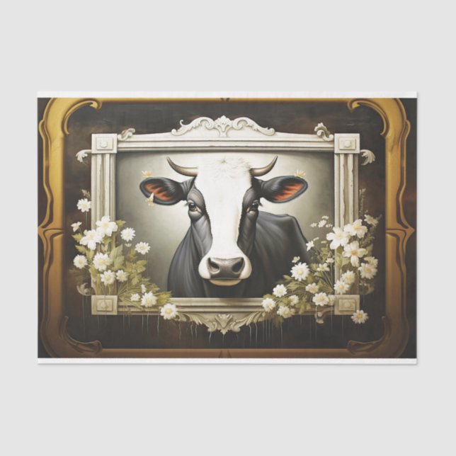 Rustic Country Cow Window Decoupage Tissue Paper (Front)