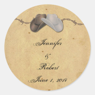 Rustic Country Cowboy Hats Barbed Envelope Seal