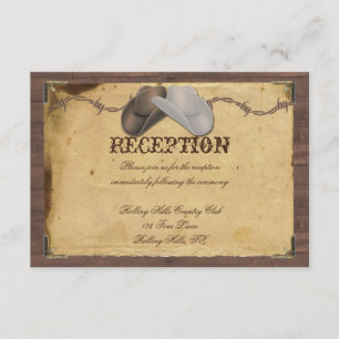 Rustic Country Cowboy Hats Wedding Reception Enclosure Card