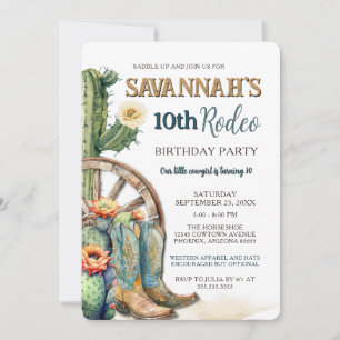 Rustic Country Cowgirl Western Rodeo Birthday Invitation