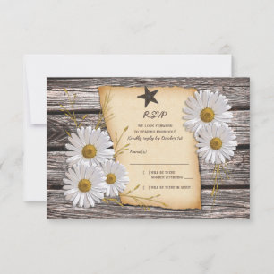 Rustic Country Daisy Mariage Carte de réponse