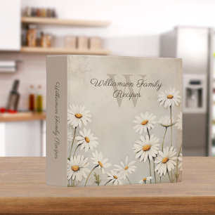 Rustic Country Daisy Monogram Recipe  Binder