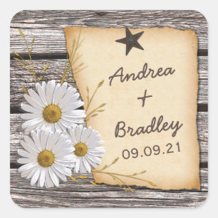 Rustic Country Daisy Wedding Envelope Seal