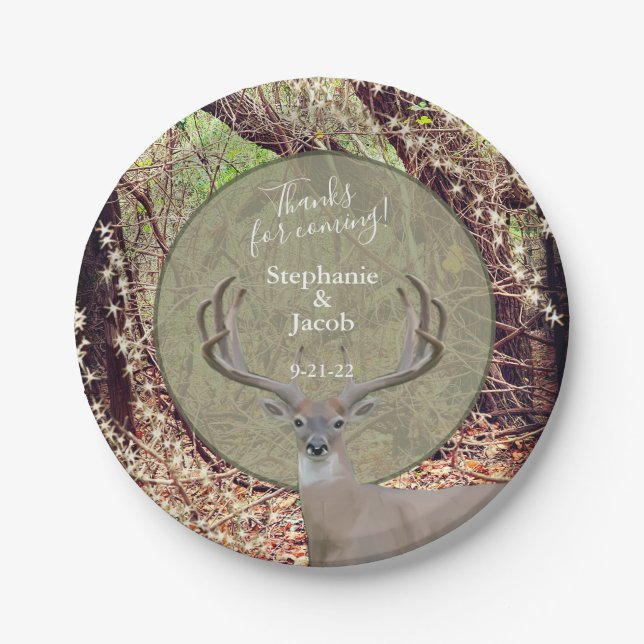 Rustic Country Deer Hunter Wedding  Paper Plate (Front)