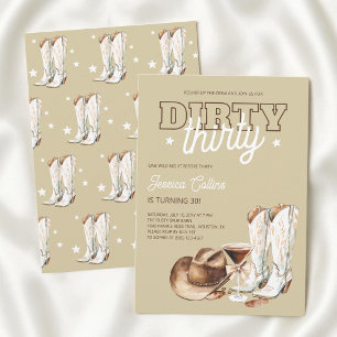 Rustic Country Dirty Thirty 30th Birthday Party Invitation