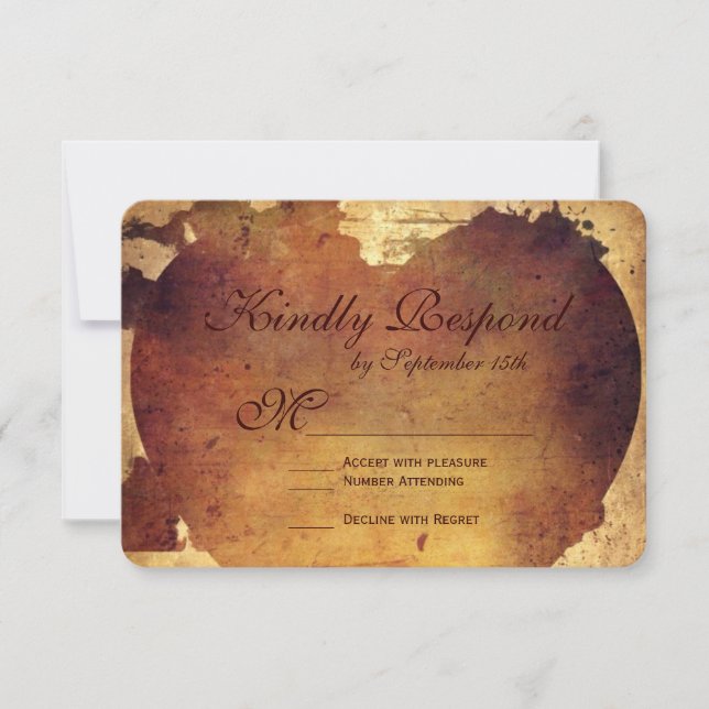 Rustic Country Distressed Heart Wedding RSVP Cards (Front)