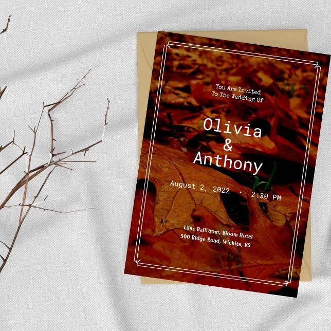 Rustic Country Fall Leaves Wedding Invitation (Creator Uploaded)