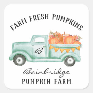 Rustic Country Fall Pumpkin Family Name  Square St Sticker