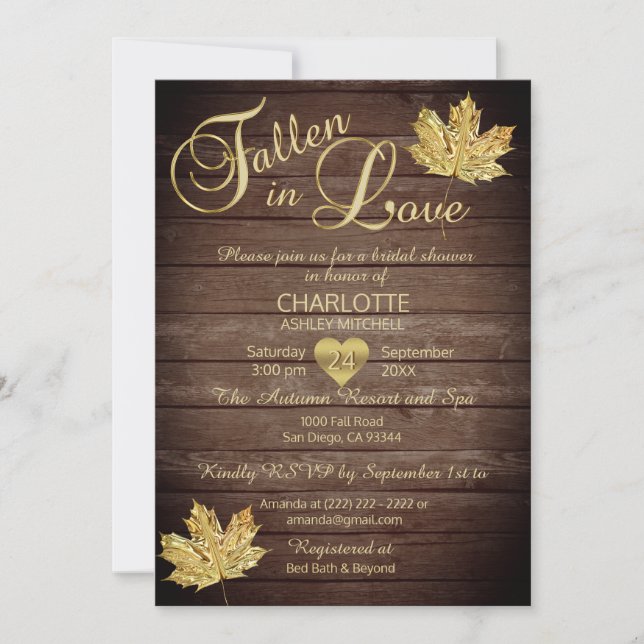 Rustic Country FALLEN IN LOVE Bridal Shower Invitation (Front)