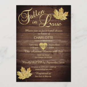 Rustic Country FALLEN IN LOVE Bridal Shower Invitation