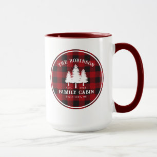Rustic Country Family Cabin Tree Red Buffalo Plaid Mug