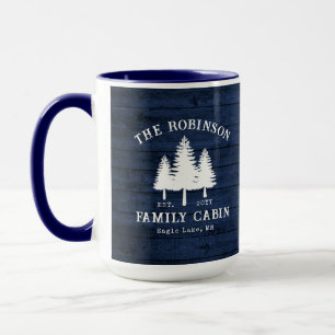 Rustic Country Family Cabin Trees Blue Wood Large Mug