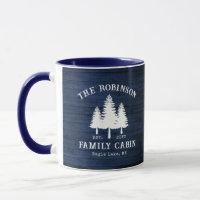 Rustic Country Family Cabin Trees Blue Wood Print