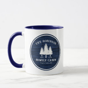 Rustic Country Family Cabin Trees Blue Wood Style Mug