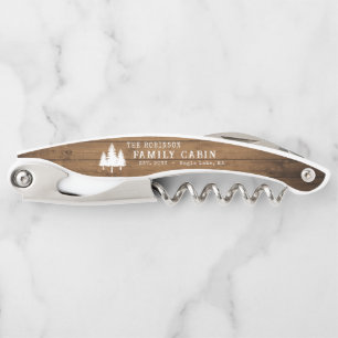 Rustic Country Family Cabin Trees Wood Plank Print Corkscrew