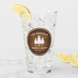 Rustic Country Family Cabin Trees Wood Plank Print Glass