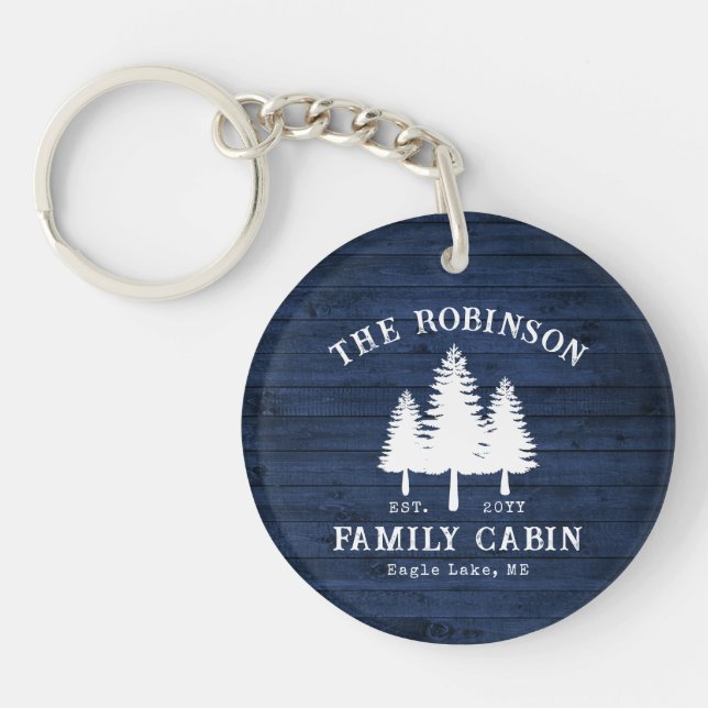 Rustic Country Family Cabine Arbres Blue Wood Impr (Devant)