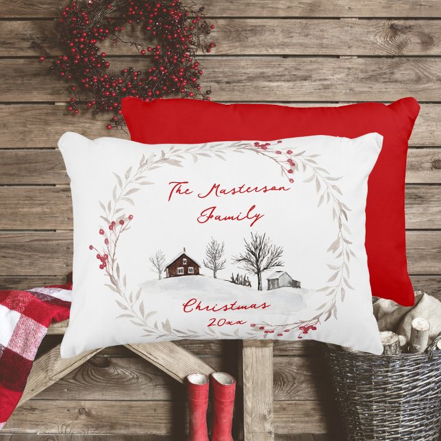 Rustic Country Family Name Accent Pillow (Rustic Country, Family Name and Year, Accent Pillow)