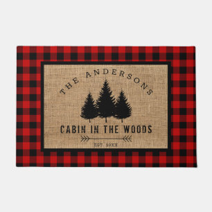 Rustic Country Family Name Cabin in the Woods Doormat