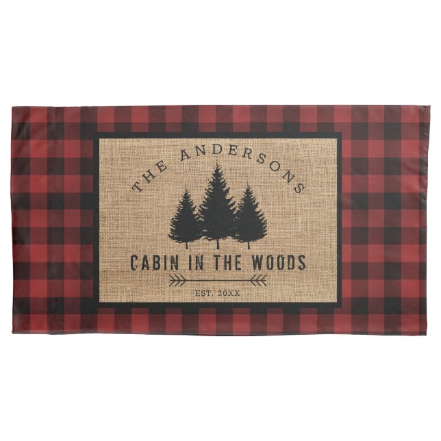 Rustic Country Family Name Cabin in the Woods Pillowcase (Front)