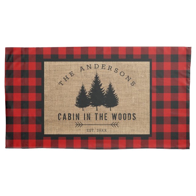 Rustic Country Family Name Cabin in the Woods Pillowcase (Front)