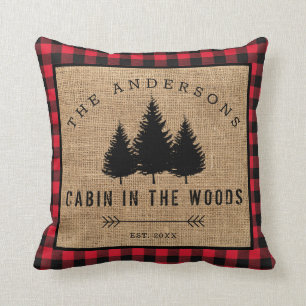 Rustic Country Family Name Cabin in the Woods Throw Pillow