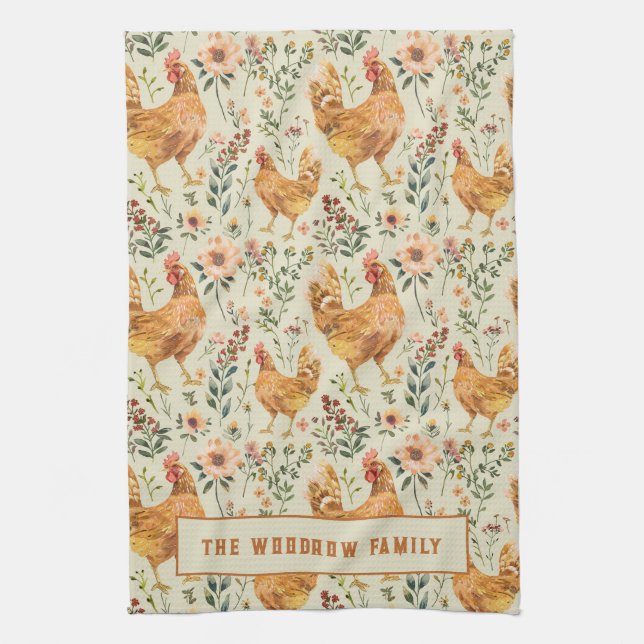 Rustic Country Family Name Farm  Kitchen Towel (Vertical)