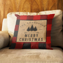 Rustic Country Family Name Merry Christmas Plaid