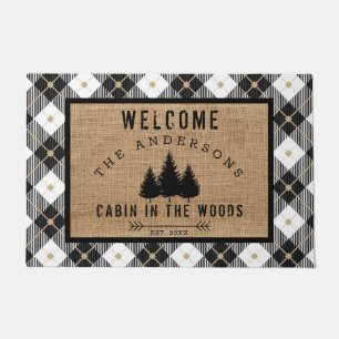 Rustic Country Family Welcome to the Woods Cabin Doormat