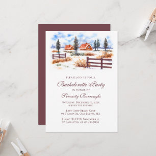 Rustic Country Farm Barn Winter Bachelorette Party Invitation