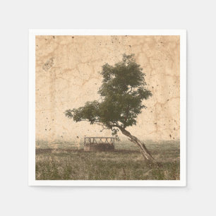 Rustic Country Farm Beige Decoupage Vintage Tree Napkin