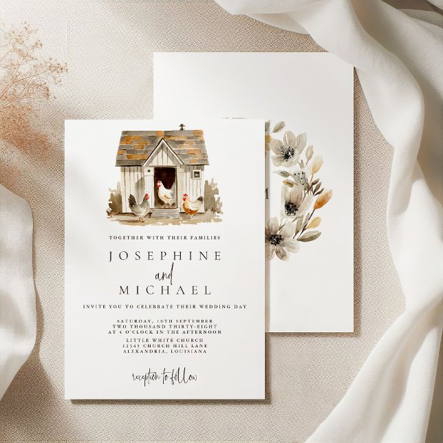 Rustic Country Farm Chicken Wedding Invitation (Creator Uploaded)