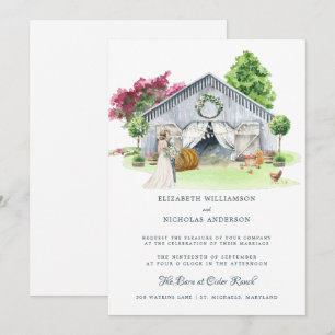 Rustic Country Farm Elegant Barn Wedding Invitation