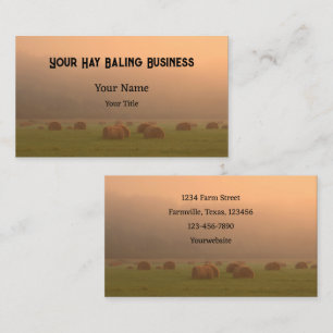 Rustic Country Farm Hay Bales Sunset Business Card