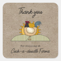 Rustic Country Farm Rooster Chicken Label